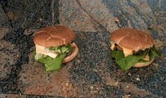 Two big cheese burgers crushed with my pretty feet