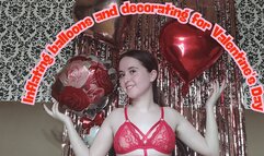 Decorating and inflating balloons for Valentine's Day