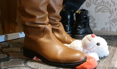 Using Teddy Bear as Doormat in 55 Pairs of Shoes