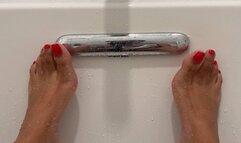 Masturbation with magic wand Red Toes