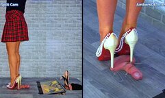 Castrating His Balls Under My Candy Crush Heels - Split Cam - A137SPLIT