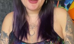 girl with shine makeup in dress poping foil balloons