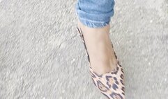 Stephanie sexy pedal pumping on leopard print heels