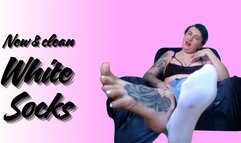 Lady Angela your femdom girlfriend is wearing brand new clean white ankle socks and blue jeans