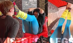 Slave sniffs, licks and gags on Mistrress Legs feet in dirty socks (MP4 HD)