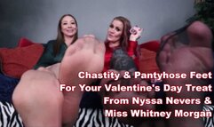 Chastity & Pantyhose Feet For Your Treat with Nyssa Nevers & Whitney Morgan - wmv
