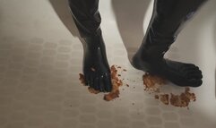 Kaya Nicol Steps on Dessert in her Latex Toe Socks