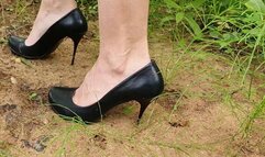 high heels stuck in a ground, high heels sinking, high heels wrecked, shoes stuck
