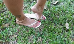 Pronounced arches and pretty painted nails on new flip-flops (3)