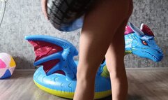 girl in swimsuit mastrubate on inflatable and b2p balloon