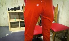 Smoking in My shiny red catsuit