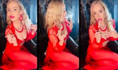 Smoking VS 120 im red Nylons and bra