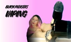 Lady Angela black pleaser heels vaping seductively in her bedroom pedicured toes foot tattoo