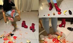 Sexy girl crushes fruits barefoot 3 - CRUSH FETISH