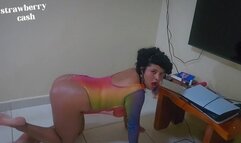 Sedentary lady sweats and spits