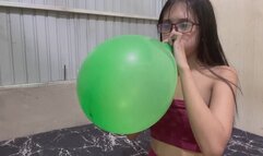 Blow to pop big balloon with Savannah