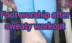 Foot worship after sweaty workout