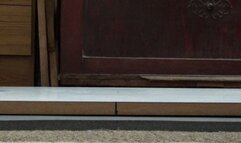 PULL BACK PLASTIC CARS UNDER FLAT SANDALS AND CHERRY WEDGES