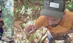 Redneck Smoking in Woods and Jerk Off at Home