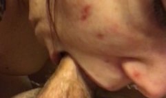 Gagging deepthroat vomit