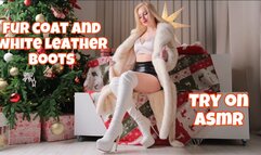 Fur coat and white leather boots