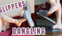 SLIPPERS DANGLING : Shoes fetish - Barefoot - French feet - Foot fetish - Domina - Feet girl