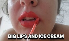 Oversized Red Lips with Ice Cream
