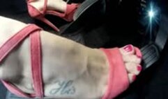 Debbie Drives Angry In Platform Heels - Side View