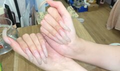 #195 - Close up long nails and hands care
