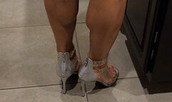 Burgundy Lingerie High Heels Walk Calf Shake