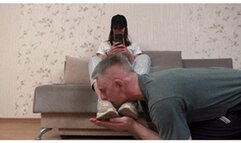 White massive sneakers and smelly socks of tall 19 yo babe make the dude happy, vf2979x 1080p