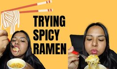 Trying spicy ramen