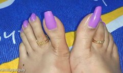 Beautiful Orchid Pink Purple Long Toenails & Feet Show FootPlay