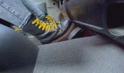 PEDAL PUMPING-My wife tries to drive with these dr martens platform boots in the old atos car
