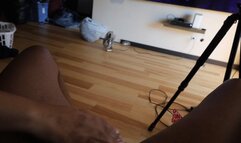 Handjob on the couch and Cum on feet