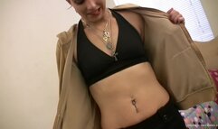 Blowjob while casting a tiny brunette amateur babe