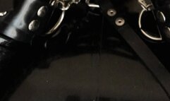 Rubberized Sub Locked in Latex Catsuit and Double Vibrated to Moan Inside her Mask
