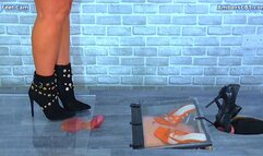 Milking His Cock & Balls Under My Suede Ankle Boots & Plexiglass - Feet Cam - A142FEET