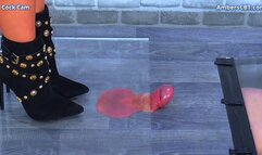 Milking His Cock & Balls Under My Suede Ankle Boots & Plexiglass - Cock Cam - A142COCK