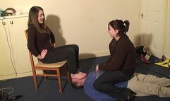 Hannah's Feet Cover His Face Blowing A Raspberry On Her Foot