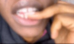 Close up Biting my Fake Nails Off