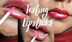 Trying different lipsticks