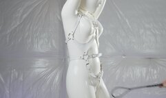 White latex doll tied up and got tuned