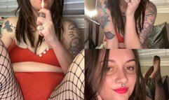 MILF Smoking In Fishnets