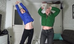 Girls Showing belly when stretching 5 sa B