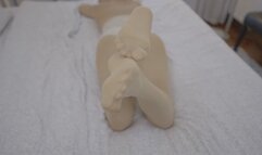 Foot fetish! Sexy blonde shows her feet in nylons and wants cum on them!