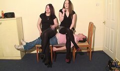 Ariana & Hannah Sitting On Their Slave