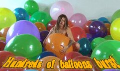 hundred of balloons burst