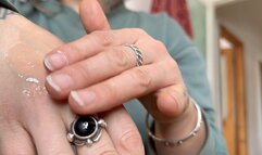 oiled hands with big veins