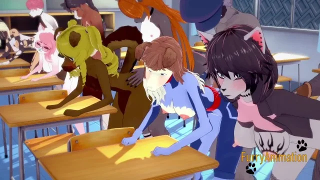 Furry Hentai 3D Yiff - Orgy Furry In A Classroom Porn Video